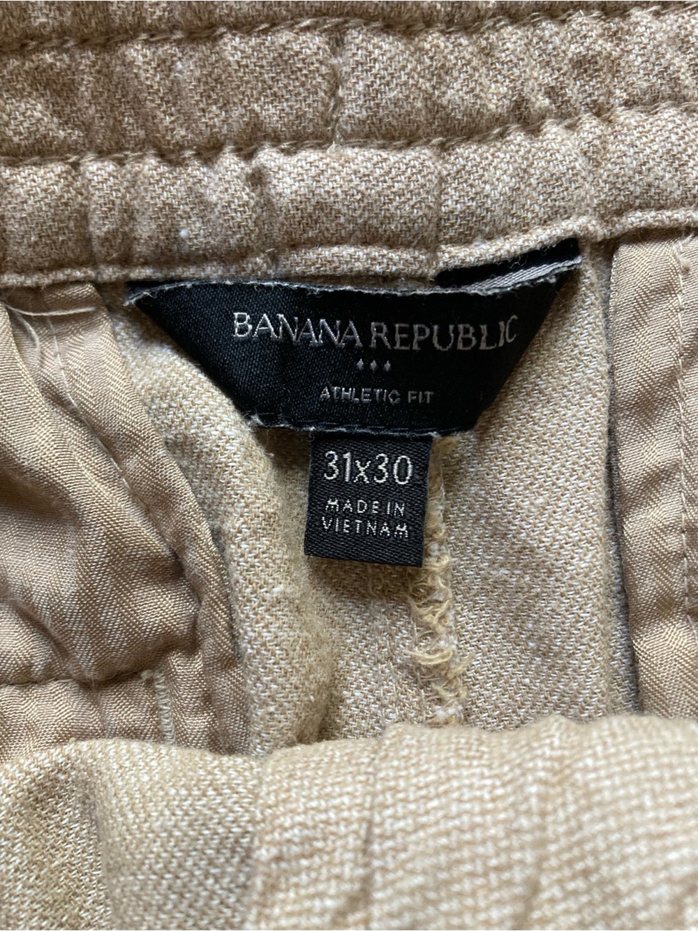 Banana Republic Athletic Fit Linen Cotton Mens 31x30 (26) Beige Pants - Picture 2 of 7